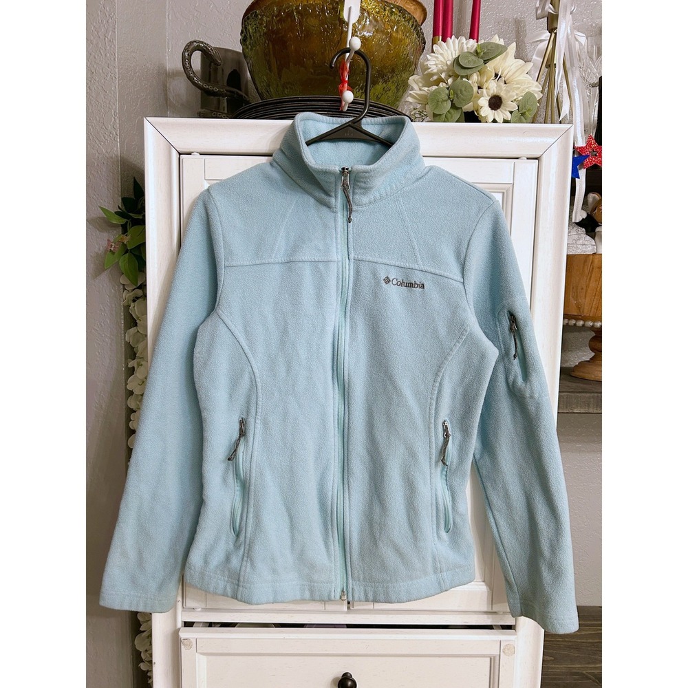 Columbia Womens Full Zip Fleece Jacket Light Blue MEDIUM